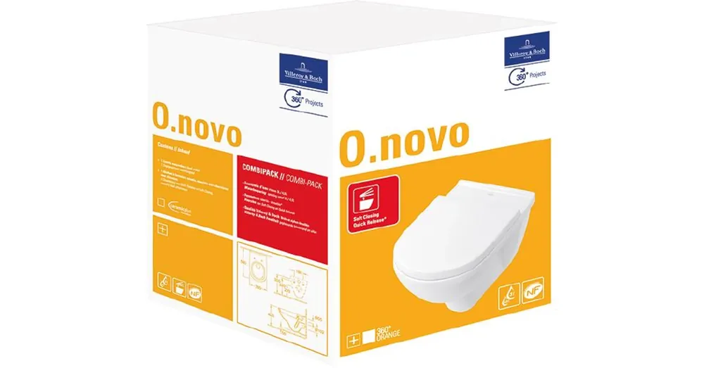 Vásárlói kedvenc Villeroy & Boch O.Novo 36 x 56 cm-es mélyöblítésű fali wc kombipack - 5660H101