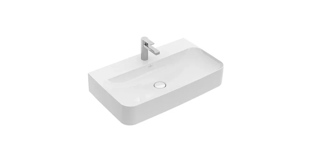 Villeroy & Boch Finion 80 x 47 cm-es mosdó 1 csaplyukkal Stone White CeramicPlus felülettel rejtett ViFlow túlfolyóval - 41688CRW Expressz kézbesítés