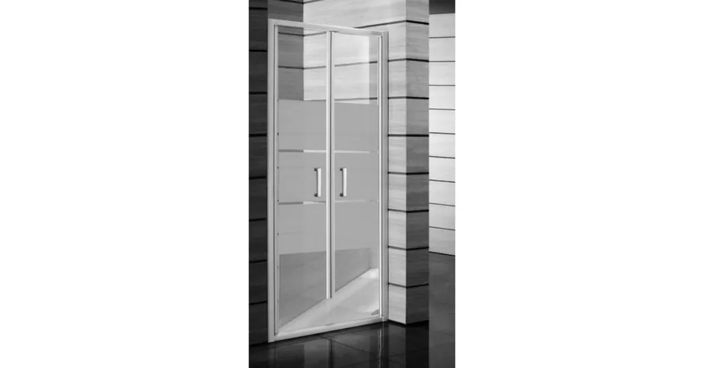 Alacsony ár JIKA LYRA PLUS Kettős zuhanyajtó, 80 cm, csíkos üveg, fehér fogantyúval H2563810006651