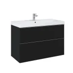 AREZZO design MONTEREY 100 cm-es alsószekrény 2 fiókkal Matt fekete színben, szifonkivágással AR-168107 Vedd meg online