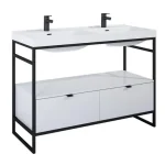 AREZZO design NEBO alsószekrény 120 cm-es, 2 fiókkal, fényes fehér, matt fekete (2 doboz) AR-168674SET Vásárlói kedvenc
