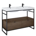 Szuper ajánlat AREZZO design NEBO alsószekrény 120 cm-es, 2 fiókkal, Lincoln dió, matt fekete (2 doboz) AR-168682SET