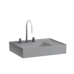 Ajánlat LAUFEN Kartell LAUFEN Mosdó jobb oldali pulttal, rejtett túlfolyóval, a mosdó alja csiszolt, három csaplyukkal, túlfolyónyílás nélkül, Graphite matt H8183347581581