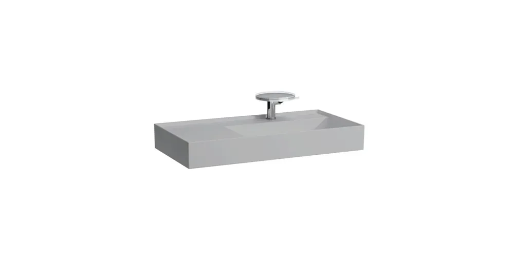 LAUFEN Kartell LAUFEN Mosdó bal oldali pulttal, rejtett túlfolyóval, a mosdó alja csiszolt, túlfolyónyílás nélkül, egy csaplyukkal, Matt Szürke H8183397591111 Vásárlói kedvenc