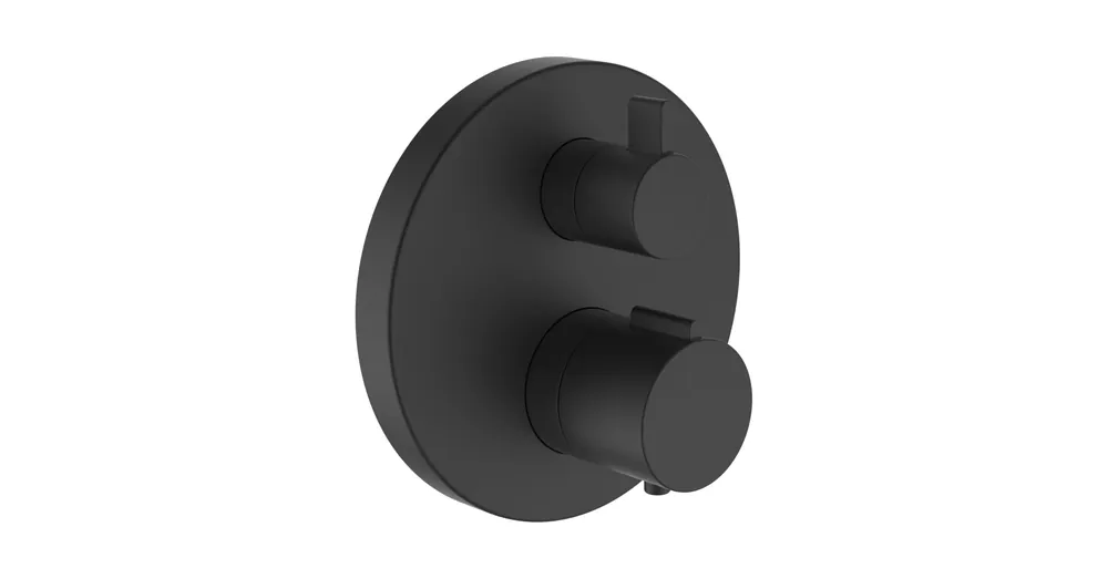 LAUFEN Falba épített két gombos termosztátos kád/zuhany csaptelep falon kívüli része, 2 utas váltóval, PVD matt titán fekete HF905475428000 Szuper ajánlat