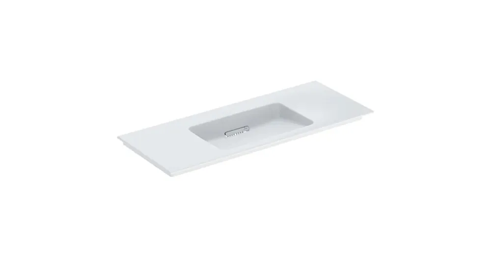 Expressz szállítás Geberit ONE mosdó hátsó lefolyóval 120x48 cm túlfolyó és csapfurat nélkül, KeraTect bevonat 505.016.00.1