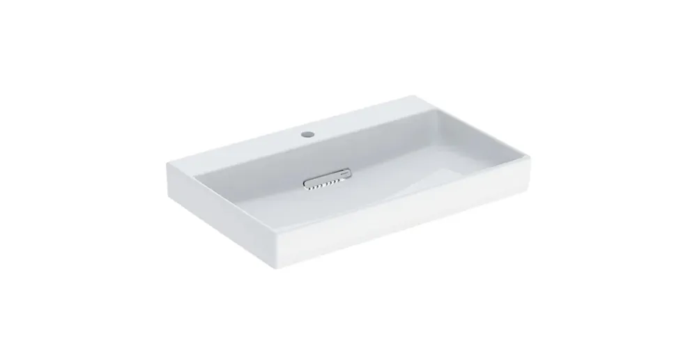 Geberit One mosdó hátsó lefolyóval 75x48 cm csaplyukkal és túlfolyó nélkül, KeraTect, fehér 505.036.00.1 Nézd meg most