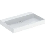 Végkiárusítás Geberit One mosdó hátsó lefolyóval 75x48 cm csaplyuk és túlfolyó nélkül, KeraTect, fehér 505.035.00.1