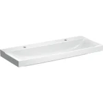 Népszerű Geberit Xeno² mosdó 120x48 cm, 2 csaplyukkal, túlfolyó nélkül, KeraTect felület bevonattal 500.550.01.1