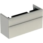 Biztonságos fizetés Geberit Smyle Square alsó szekrény dupla mosdóhoz fiókkal 118,4x47 cm, magasfényű homokszürke 500.356.JL.1