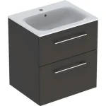 Szuper akció Geberit Selnova Square 2 fiókos mosdószekrény 60 cm, keskeny peremű mosdóval, matt láva 501.237.00.1