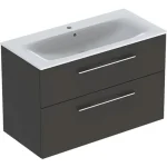 Geberit Selnova Square 2 fiókos mosdószekrény 100 cm, keskeny peremű mosdóval, matt láva 501.245.00.1 Szezonális akció