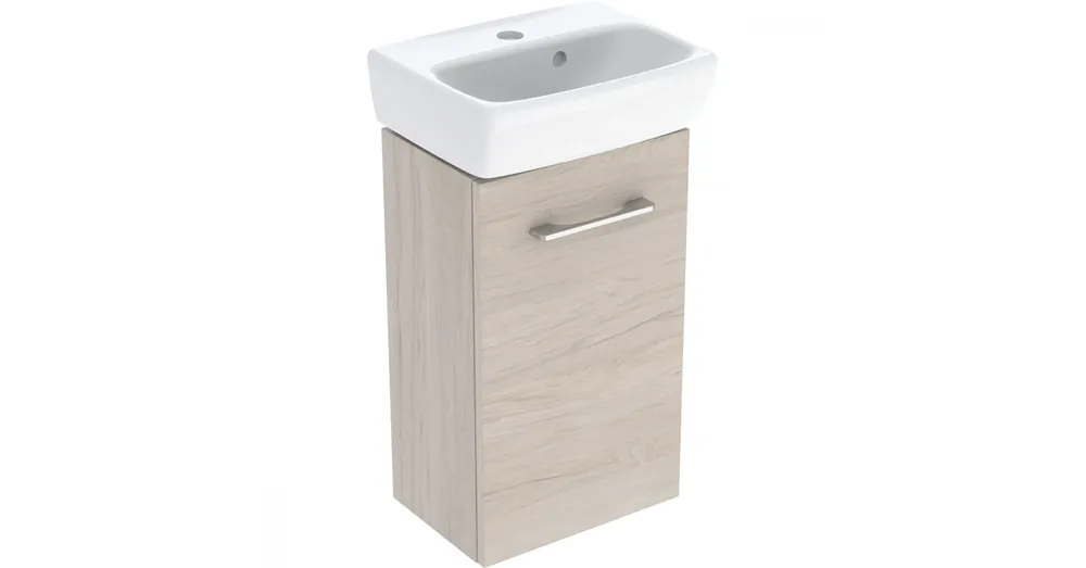 Geberit Selnova Square 1 ajtós 36x28x65,2 cm mosdószekrény kézmosóval, világos hikoridió 502.745.00.1 Újdonság