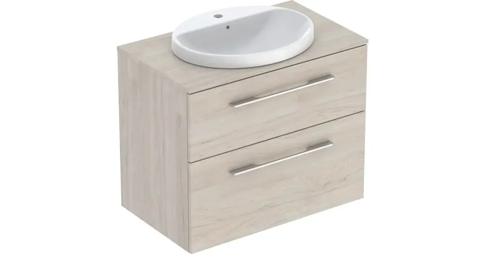 Geberit Selnova Square Set mosdószekrény mosdóval 79x70 cm, két fiókkal, világos hikoridió 502.875.00.1 Alacsony ár