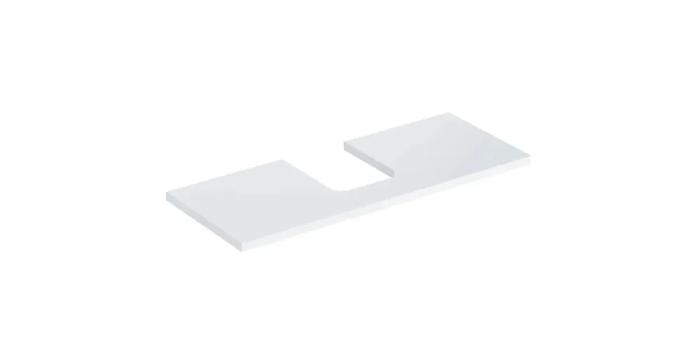 Prémium Geberit One mosdópult középső kivágással, pultra ültethető tálformájú mosdóhoz 120x47 cm, magasfényű fehér 505.275.00.1