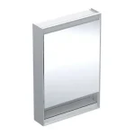 Geberit One tükrös szekrény nyitott polccal és világítással 60x90 cm, jobbos ajtóval, alumínium 505.831.00.1 Kihagyhatatlan ajánlat