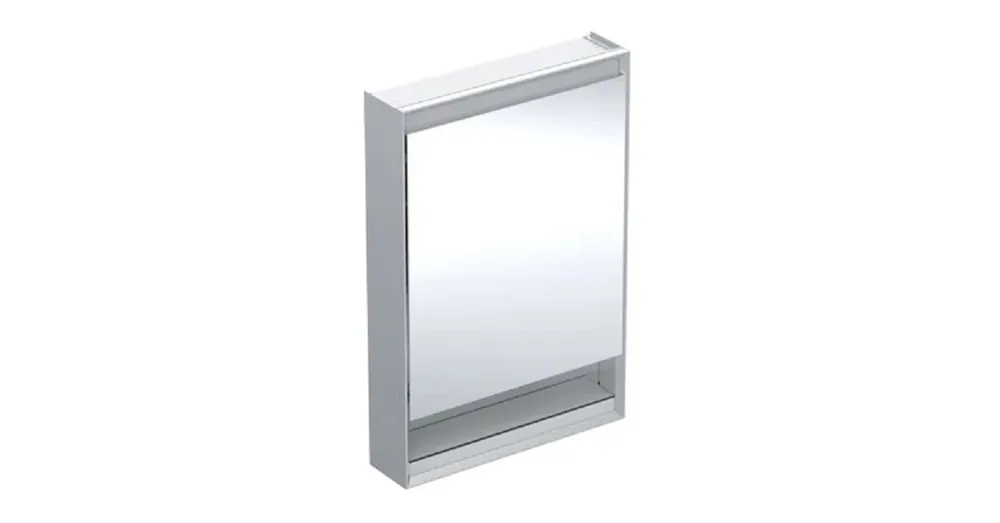 Geberit One tükrös szekrény nyitott polccal és világítással 60x90 cm, jobbos ajtóval, alumínium 505.831.00.1 Kihagyhatatlan ajánlat