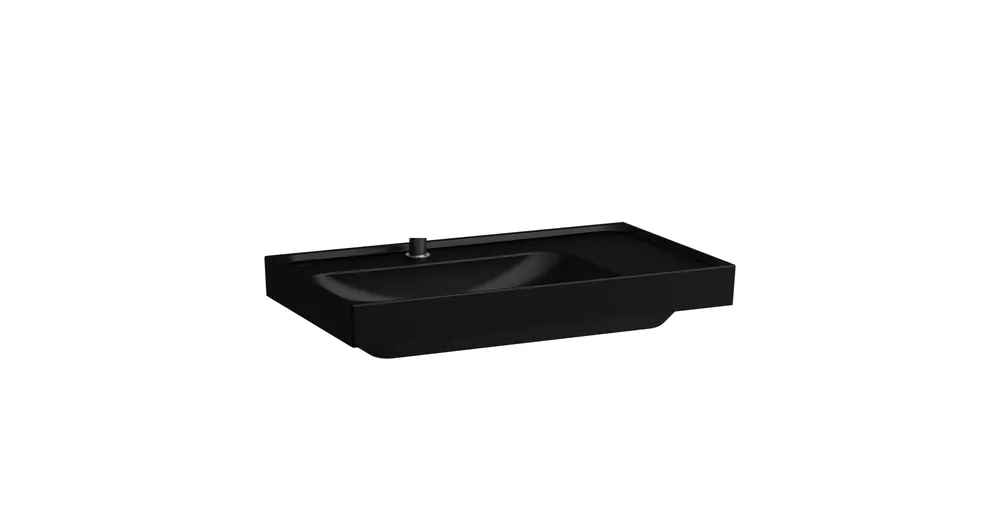 LAUFEN MEDA Mosdó, 80 cm, jobb oldali pulttal három csaplyukkal, túlfolyónyílás nélkül, Fekete matt H8171167161581 Vedd meg most