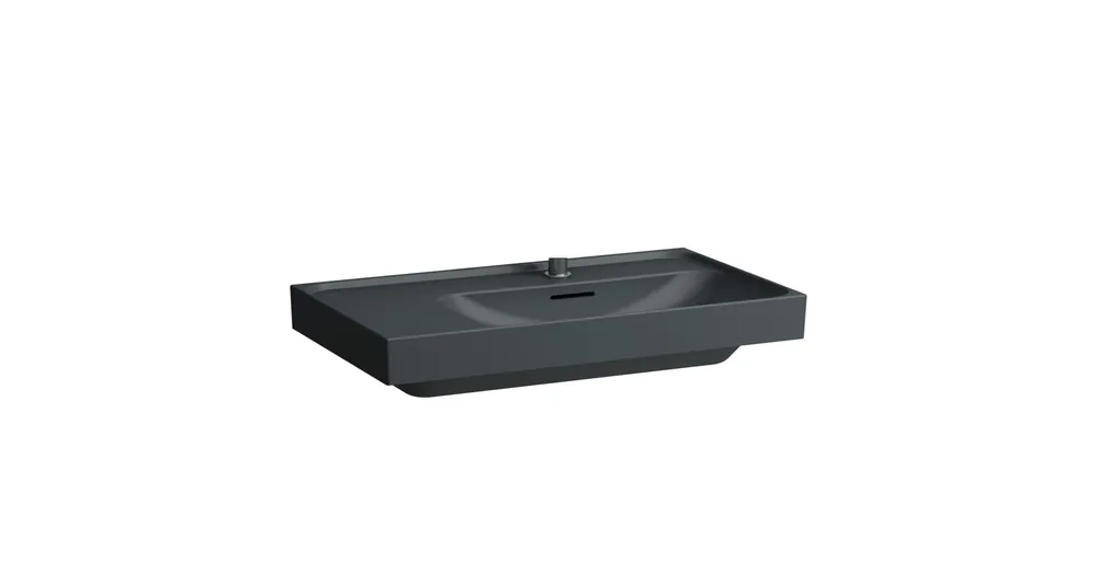 LAUFEN MEDA Mosdó, 80 cm, bal oldali pulttal, 3 csaplyukkal, Graphite matt H8171157581081 Kiárusítás