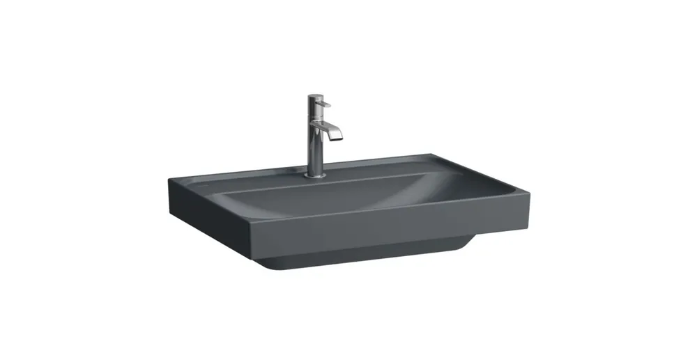 Kedvezményes ár LAUFEN MEDA Mosdó, 65 cm, csiszolt alsó felülettel, túlfolyónyílás nélkül, egy csaplyukkal, Graphite matt H8161147581111