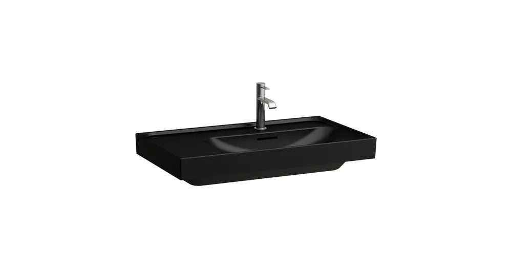 LAUFEN MEDA Mosdó, 80 cm, bal oldali pulttal, egy csaplyuk, középen, Fekete matt H8171157161041 Végkiárusítás