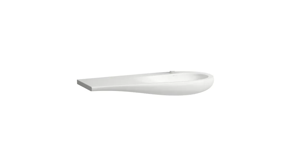 Ajánlat LAUFEN ILBAGNOALESSI Mosdó, 120 cm, pult bal oldalon, túlfolyó nélkül, kerámia lefolyószelep takaróval, csaplyuk nélkül, Matt Fehér H8149747571091