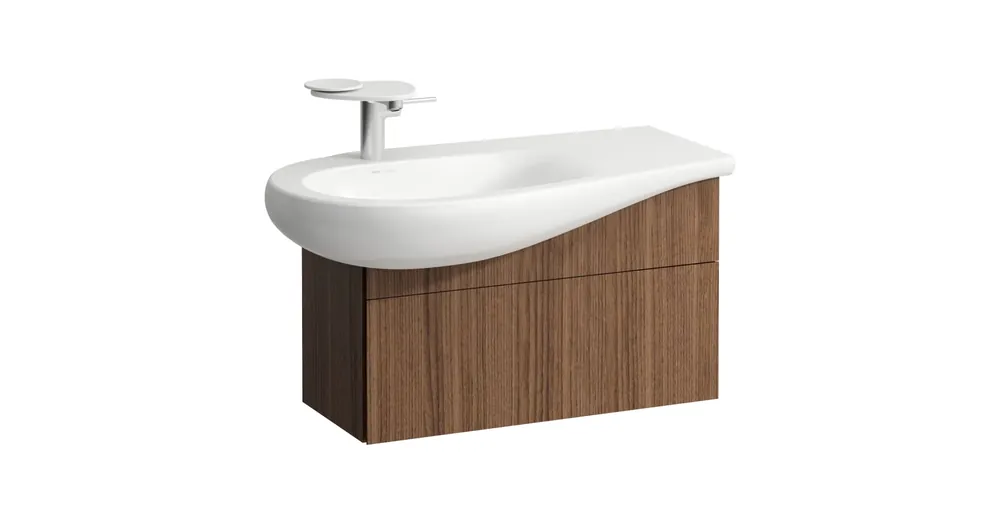 LAUFEN ILBAGNOALESSI Alsószekrény, 90 cm, kivágással bal oldalon, 1 fiókkal, finoman záródó mechanizmussal, H814975 mosdóhoz, Natúrfa Furnér H4304010976301 Vásárlói kedvenc