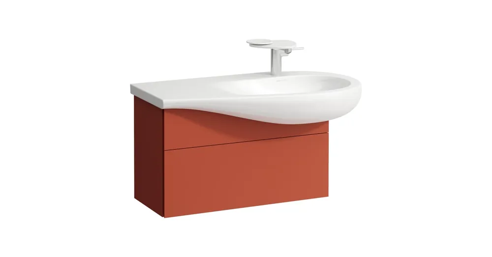 Biztonságos fizetés LAUFEN ILBAGNOALESSI Alsószekrény, 90 cm, kivágással jobb oldalon, 1 fiókkal, finoman záródó mechanizmussal, H814976 mosdóhoz, Terracotta H4304110972691