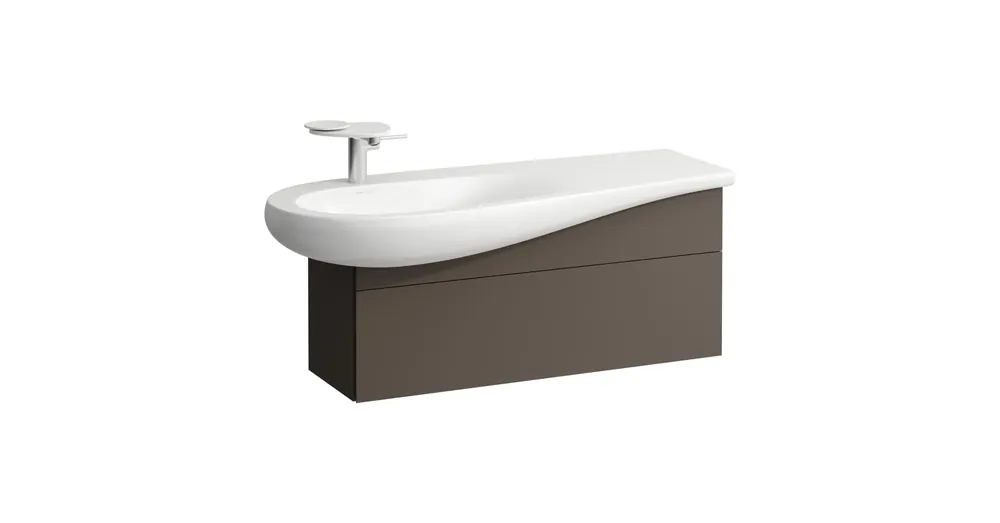 Árengedmény LAUFEN ILBAGNOALESSI Alsószekrény, 120 cm, kivágással bal oldalon, 1 fiókkal, finoman záródó mechanizmussal, H814973 mosdóhoz, Sötét Barna H4304210974291
