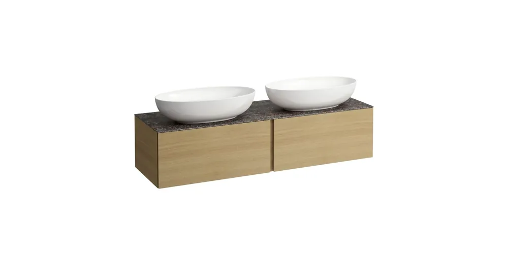 Bestseller LAUFEN ILBAGNOALESSI Fiókos elem, 160 cm, kivágással jobb és bal oldalon, 2 fiókkal, Marrone Naturale felülettel, H818975, H818976, H818977, H818978 mosdókhoz, Világos Tölgy H4323540972501