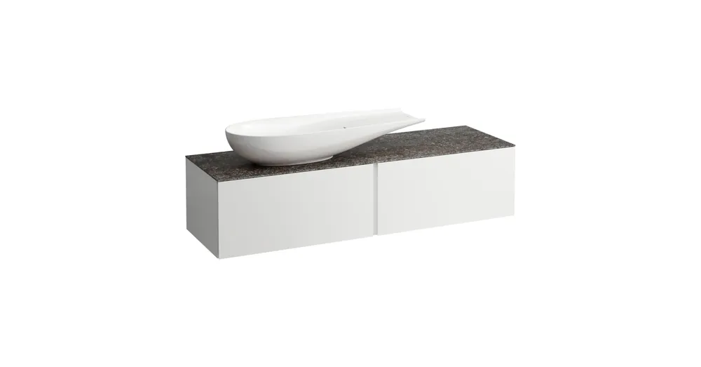 Árengedmény LAUFEN ILBAGNOALESSI Fiókos elem, 160 cm, kivágással bal oldalon, 2 fiókkal, Marrone Naturale felülettel, H818974 mosdóhoz, Matt Fehér H4323420972601