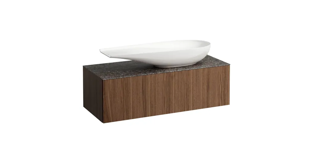 LAUFEN ILBAGNOALESSI Fiókos elem, 120 cm, kivágással jobb oldalon, 1 fiókkal, Marrone Naturale felülettel, H818974 mosdóhoz, Natúrfa Furnér H4323230976301 Akció
