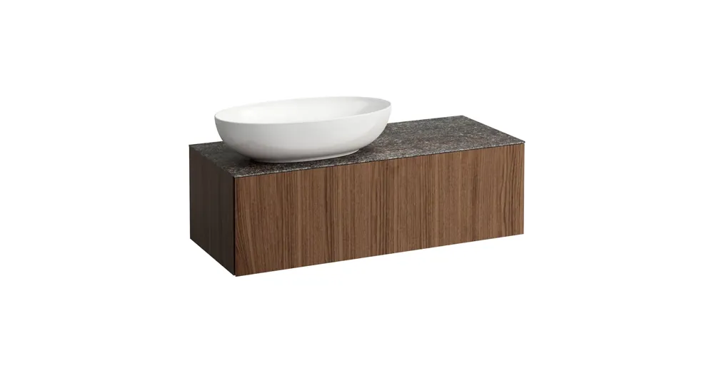 LAUFEN ILBAGNOALESSI Fiókos elem, 120 cm, kivágással bal oldalon, 1 fiókkal, Marrone Naturale felülettel, H818977, H818978 mosdókhoz, Natúrfa Furnér H4323100976301 Árengedmény