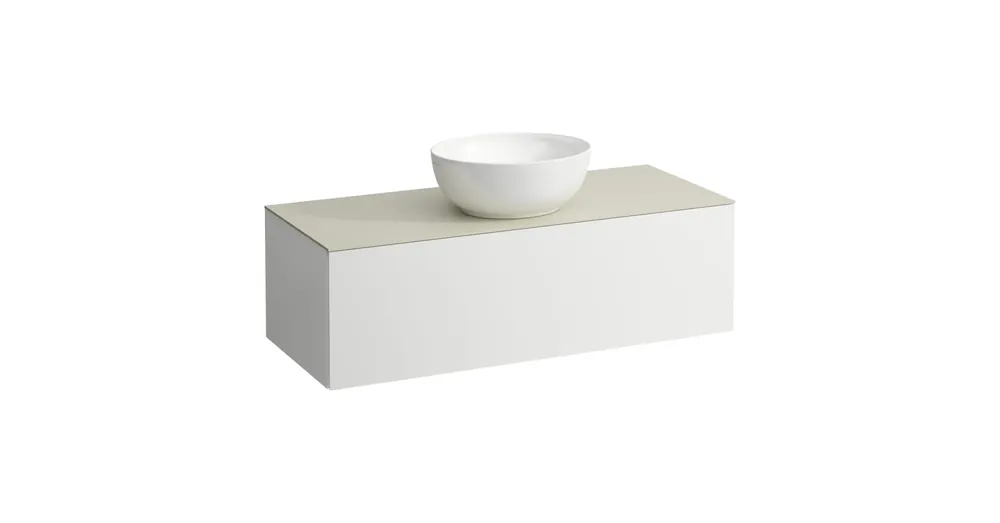 Ajánlat LAUFEN ILBAGNOALESSI Fiókos elem, 120 cm, kivágással középen, 1 fiókkal, Calce Avorio felülettel, H818975,H818976, H818977,H818978 mosdókhoz, Matt Fehér H4313110972601