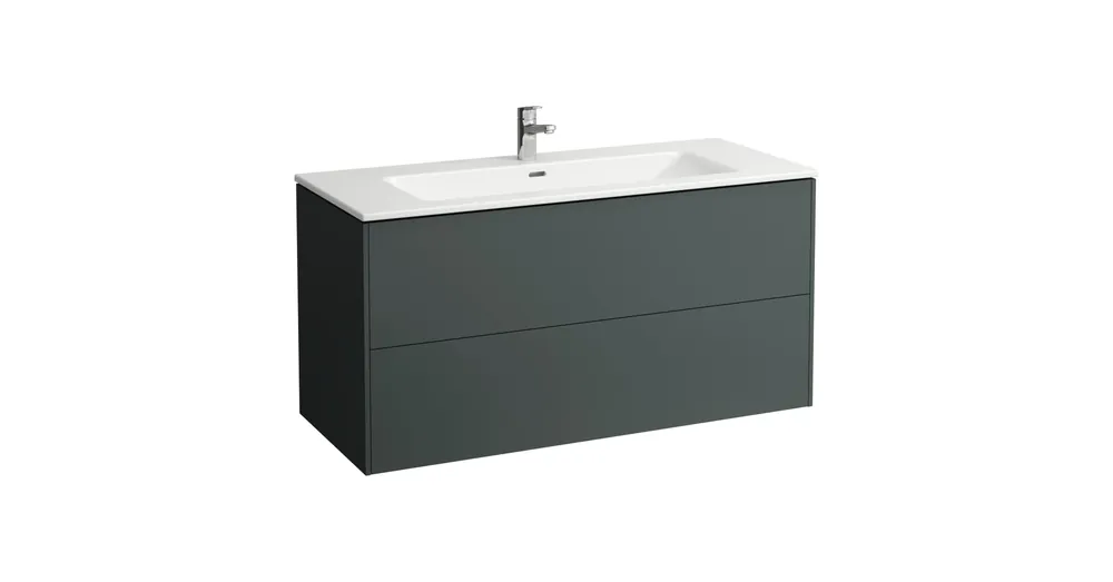 LAUFEN LAUFEN PRO S Keskeny mosdó alsószekrénnyel, két fiókkal, egy csaplyuk, középen, Traffic Szürke H8649632661041 Nézd meg most
