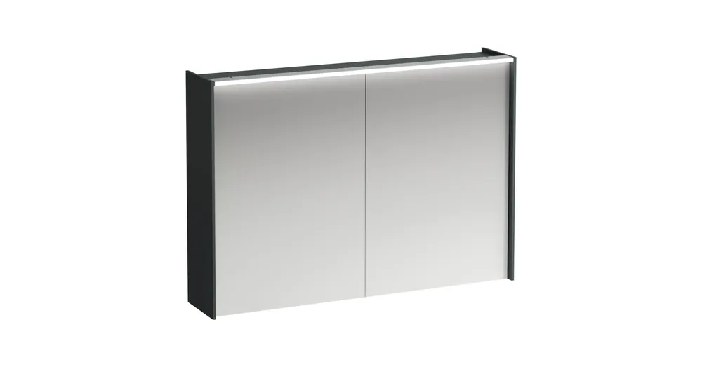 LAUFEN LANI Tükrös szekrény, 100 cm, 2 ajtóval, vízszintes LED világítással, 2 üveg polccal, 1 dugaljjal, Traffic Szürke H4037921122661 Legjobb ár