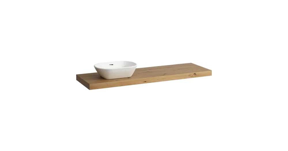 LAUFEN LANI Mosdótartó lap, 160 cm, kivágással bal oldalon, 65 mm vastag, 3 tartókonzollal, Vad Tölgy H4046921122671 Különleges ajánlat