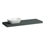 Szezonális akció LAUFEN LANI Mosdótartó lap, 140 cm, kivágással bal oldalon, 65 mm vastag, 3 tartókonzollal, Traffic Szürke H4046821122661