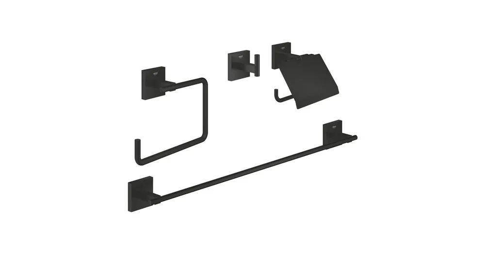 Kedvezményes ár Grohe Start Cube Mester fürdőszobai kiegészítő készlet 4 az 1-ben, matt fekete 411152430