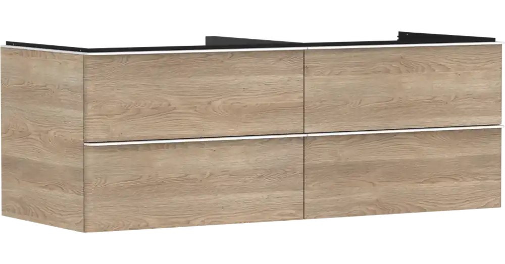 Hansgrohe Xelu Q Konzolos mosdószekrény 1360/550, természetes tölgy színű, 4 fiókkal, ráültetett mosdótálakhoz 54088700 Szuper akció