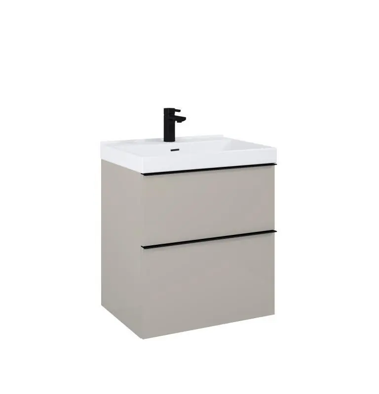 AREZZO design MONTEREY 60 cm-es alsószekrény 2 fiókkal Matt Beige színben, szifonkivágással Gyors kiszállítás