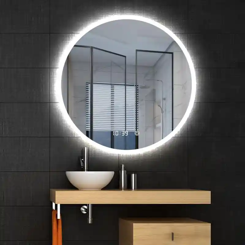 AREZZO design LED okos tükör 80 cm-es kerek+állítható fényerő,páramentesítő funkció,óra,hőmérő Kiárusítás