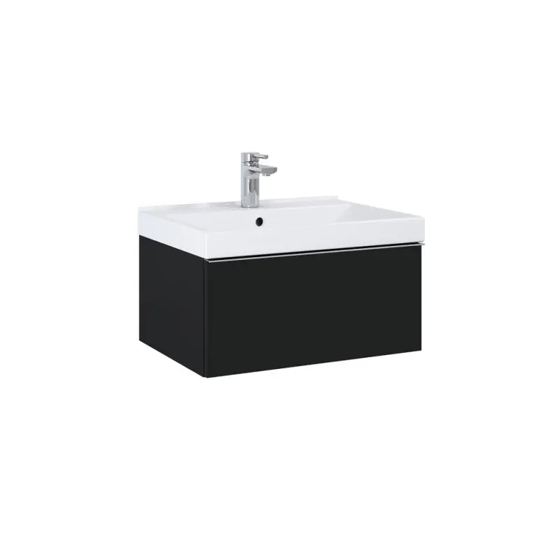 Olcsó AREZZO design MONTEREY 60 cm-es alsószekrény 1 fiókkal matt fekete színben, szifonkivágással