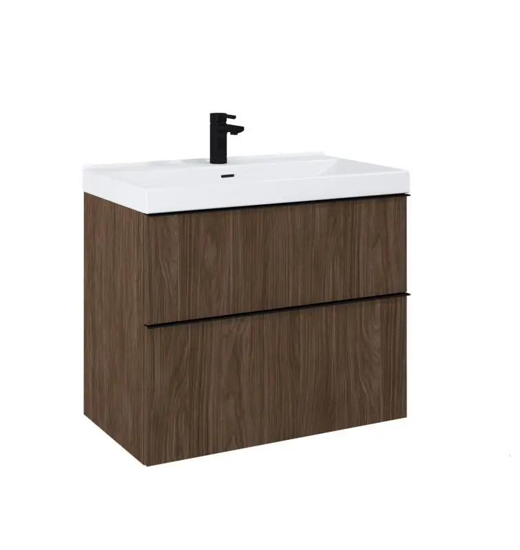 AREZZO design MONTEREY 80 cm-es alsószekrény 2 fiókkal Lincoln dió színben, szifonkivágással Korlátozott ajánlat