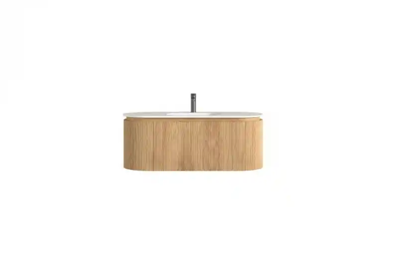 Legkelendőbb AREZZO design SELINA 120 cm-es ovális alsószekrény solid surface mosdóval, tölgy