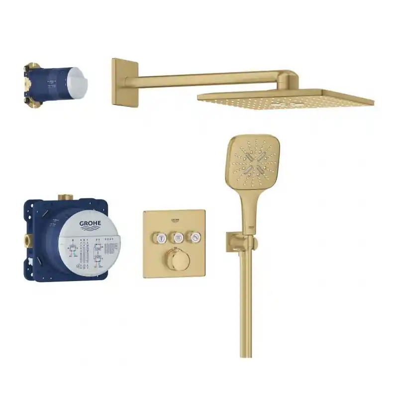 Legkelendőbb Grohe Grohtherm SmartControl Rejtett brushed cool sunrise zuhanyrendszer Rainshower SmartActive 310 Cube fejzuhannyal