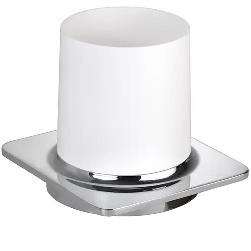 Népszerű BEMETA ORGANIC fali fogkefetartó, 100x100x110mm, 200ml, tejüveg/króm