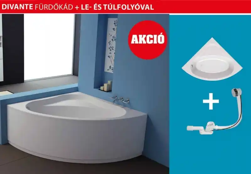 Szuper ajánlat Divante sarok kádtest le- és túlfolyóval