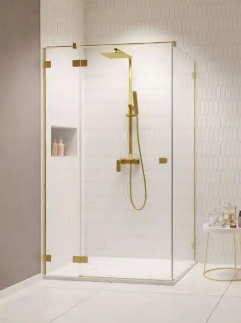 Akciós ár Radaway Essenza Pro Brushed Gold KDJ szögletes szálcsiszolt arany zuhanykabin