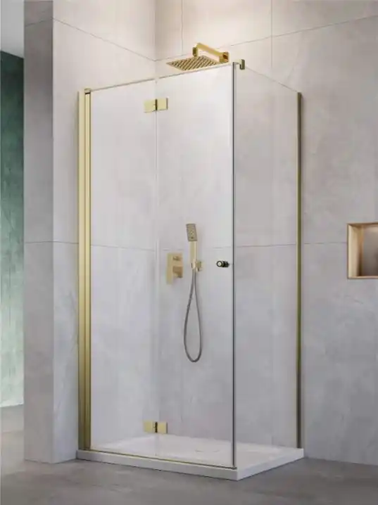 Olcsóbb Radaway Nes Brushed Gold KDJ-B szögletes szálcsiszolt arany zuhanykabin